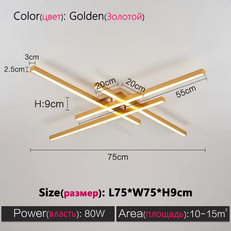 Black Chandelier Square Led Lamp Nordic Minimalist