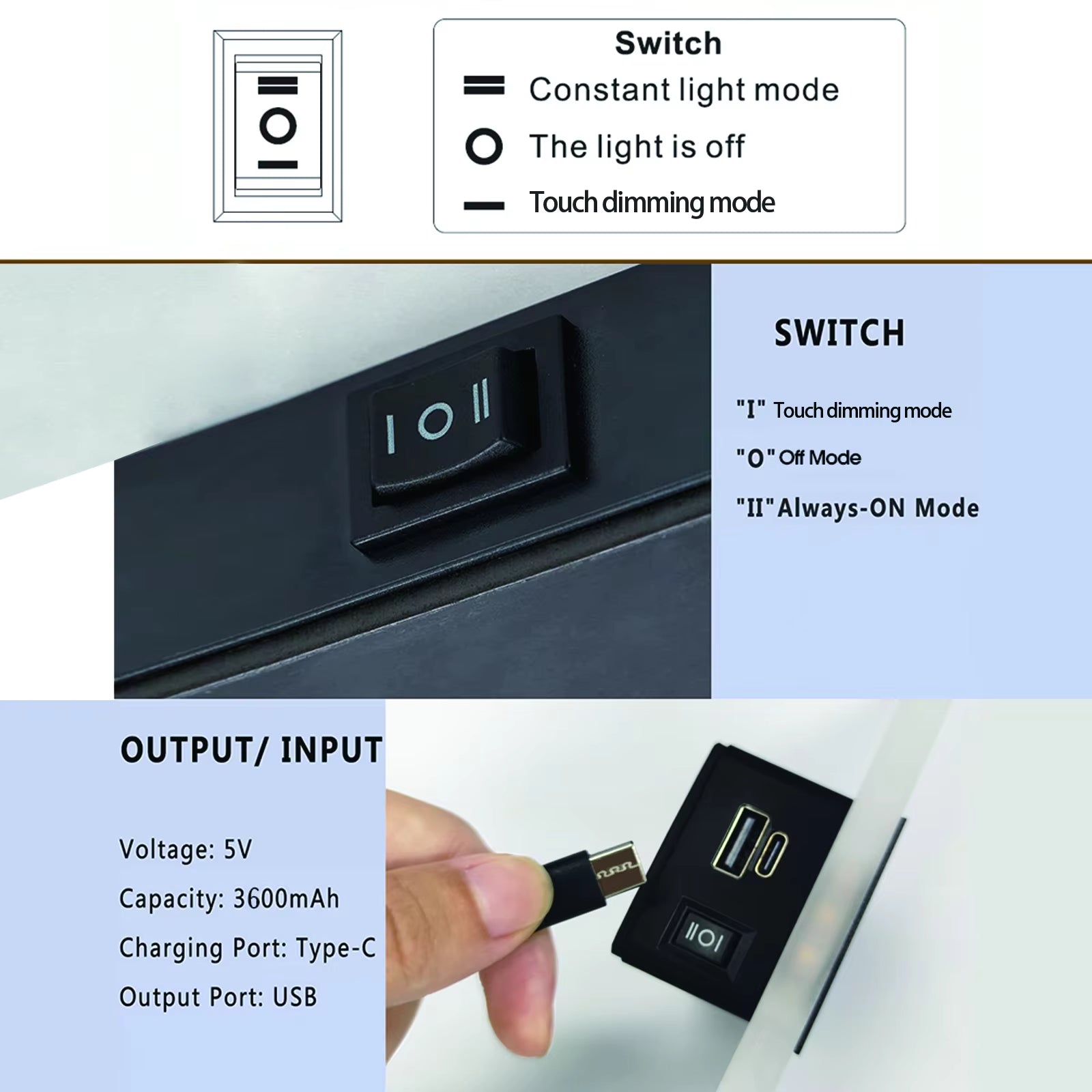 USB Recharge Wall Lamp