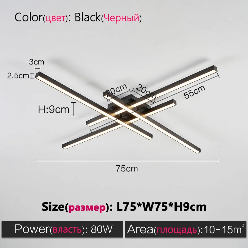 Black Chandelier Square Led Lamp Nordic Minimalist