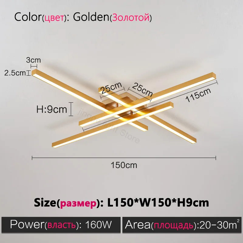 Black Chandelier Square Led Lamp Nordic Minimalist