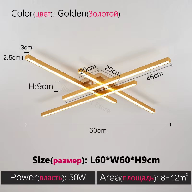 Black Chandelier Square Led Lamp Nordic Minimalist