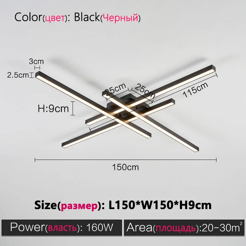 Black Chandelier Square Led Lamp Nordic Minimalist