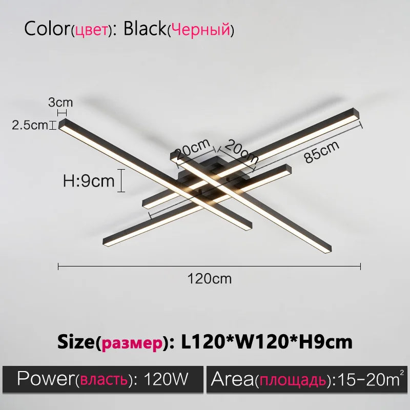 Black Chandelier Square Led Lamp Nordic Minimalist