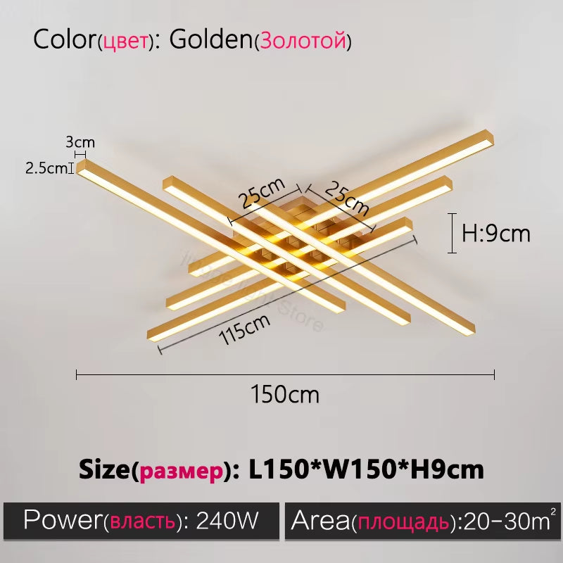 Black Chandelier Square Led Lamp Nordic Minimalist